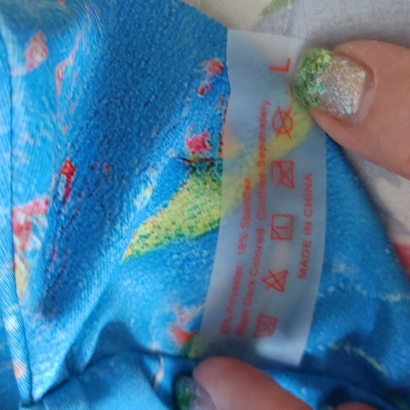 NEW BLUE ONE PIECE CUT OUT BATHING SUIT SZ LG - Picture 6 of 6